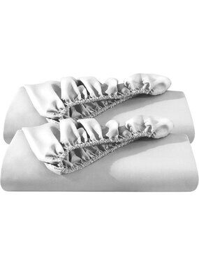 Bare Home Queen Fitted Sheet 2 Pack Set Cloud Light Gray Microfiber Up to 15"